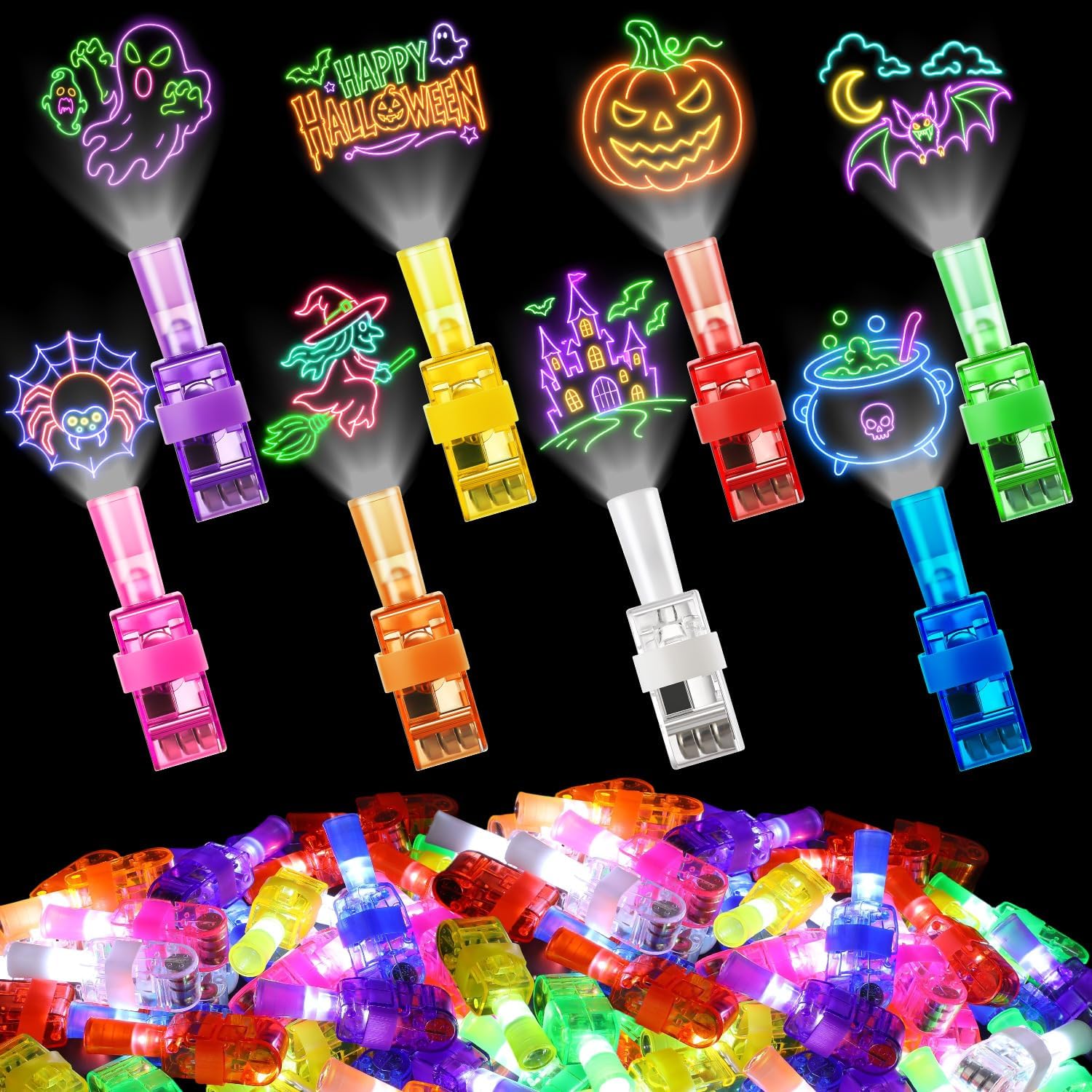 Glow In The Dark Party Glasses - 4/40PCS Lampu Jari LED Halloween, Lampu