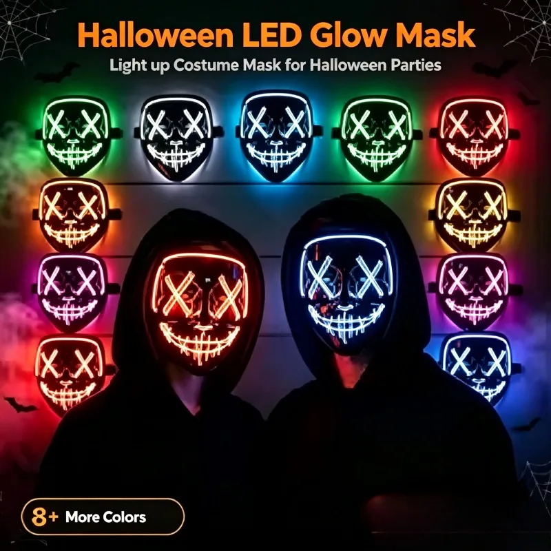 Led Purge Mask Halloween - 2026 Masker LED Neon Nirkabel yang