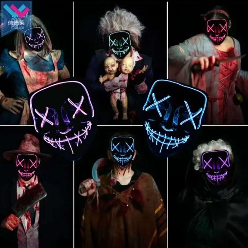 2026 Masker LED Neon Nirkabel  - Led Purge Mask Halloween ulasan dan harga