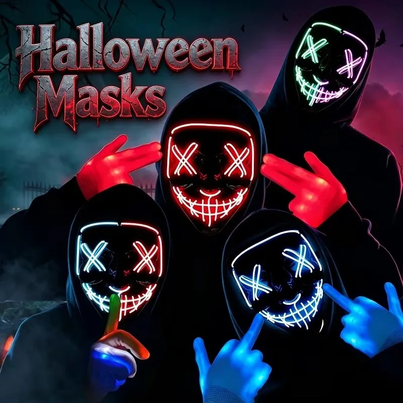 2026 Masker LED Neon Nirkabel  - Led Purge Mask Halloween ulasan dan harga