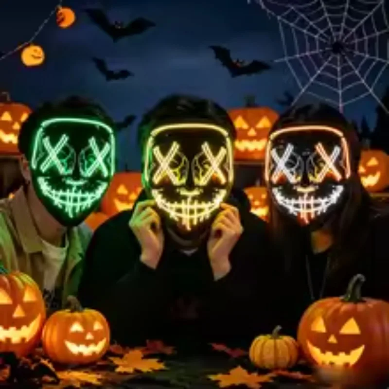 2026 Masker LED Neon Nirkabel  - Led Purge Mask Halloween ulasan dan harga