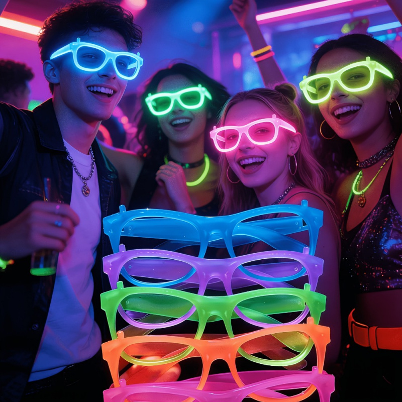 2/12 buah Kacamata Neon Menyal - Glow In The Dark Party Glasses ulasan dan harga