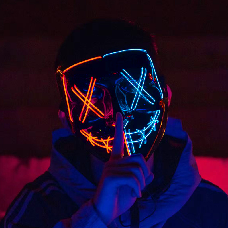 Masker Neon Nirkabel Bercahaya - Led Purge Mask Halloween ulasan dan harga