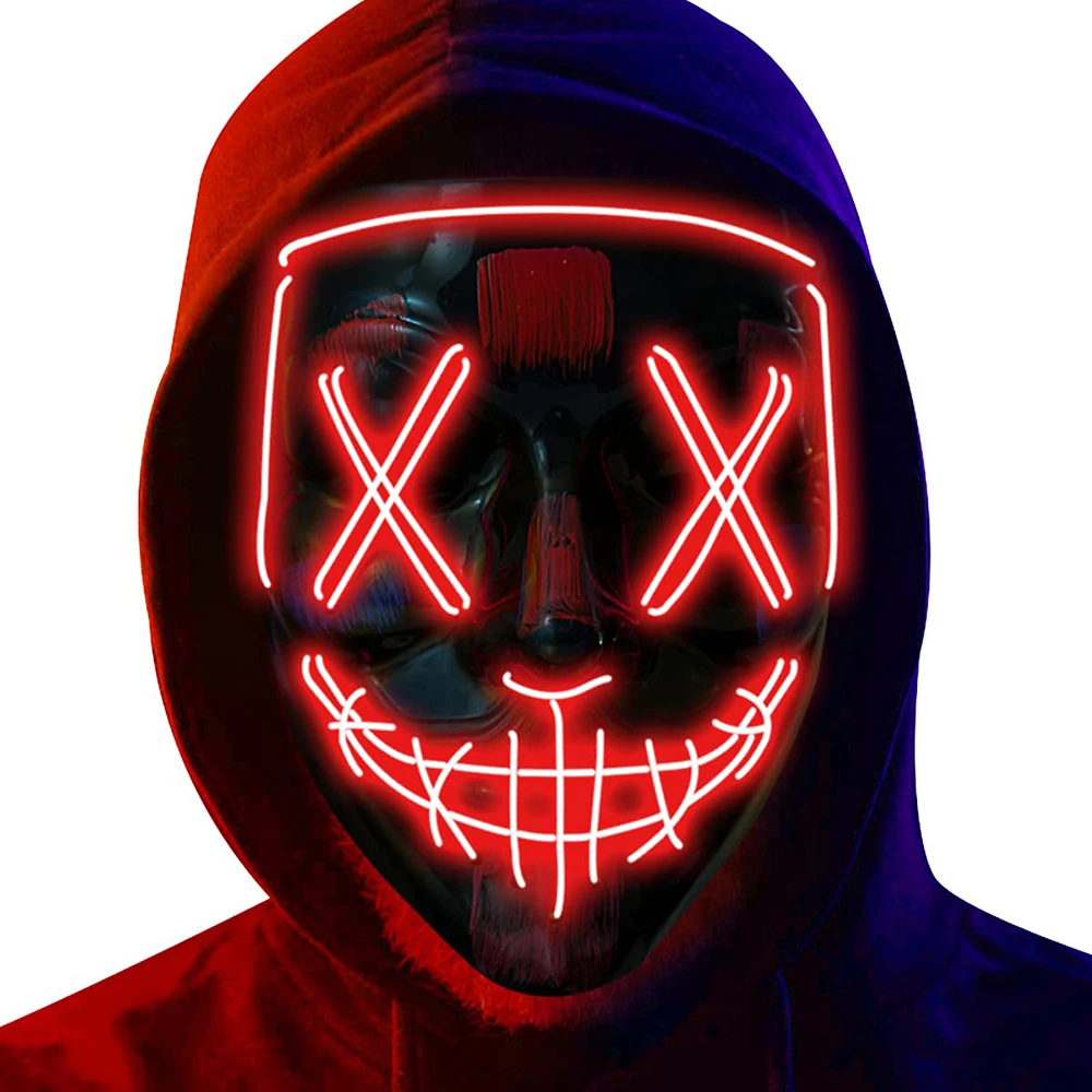 Topeng Halloween Neon LED untu - Led Purge Mask Halloween ulasan dan harga