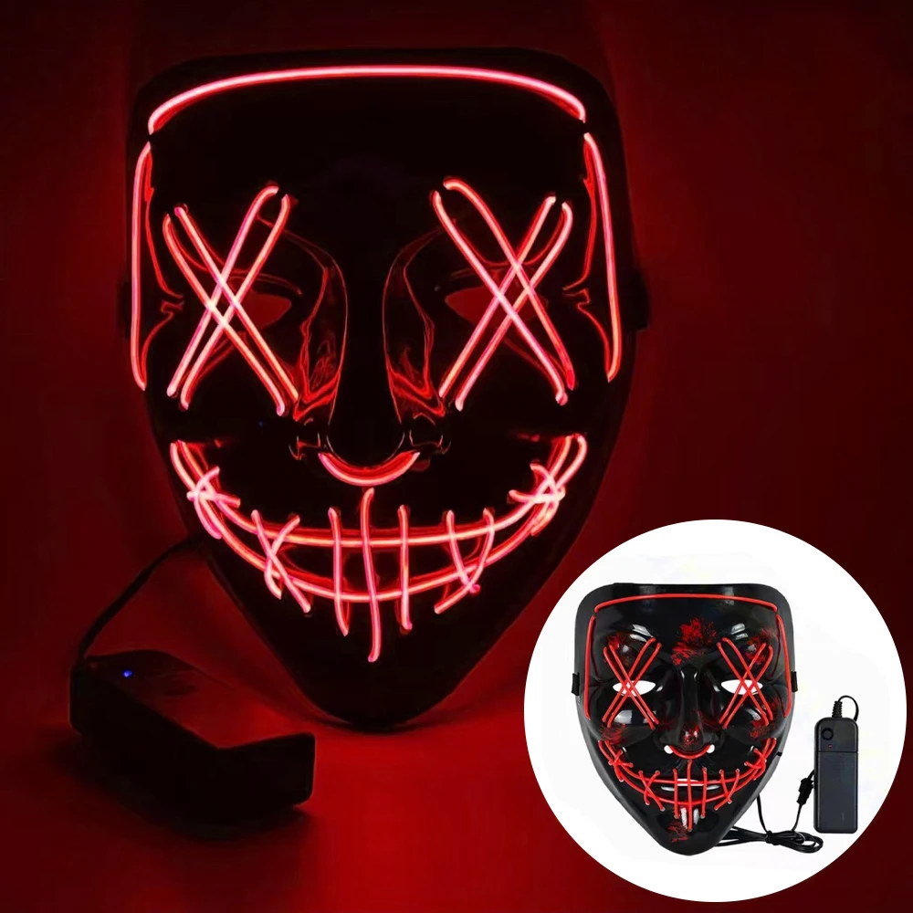 Topeng Halloween Neon LED untu - Led Purge Mask Halloween ulasan dan harga