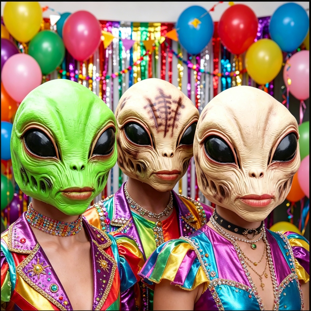 Kostum Pesta Topeng Alien Hall - Latex Alien Mask Realistic ulasan dan harga