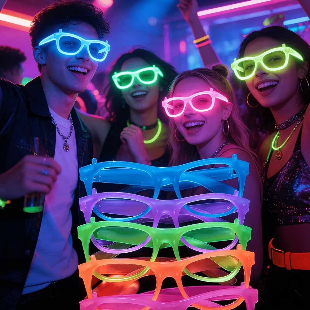 5/12 Buah Kacamata UV Menyala  - Glow In The Dark Party Glasses ulasan dan harga