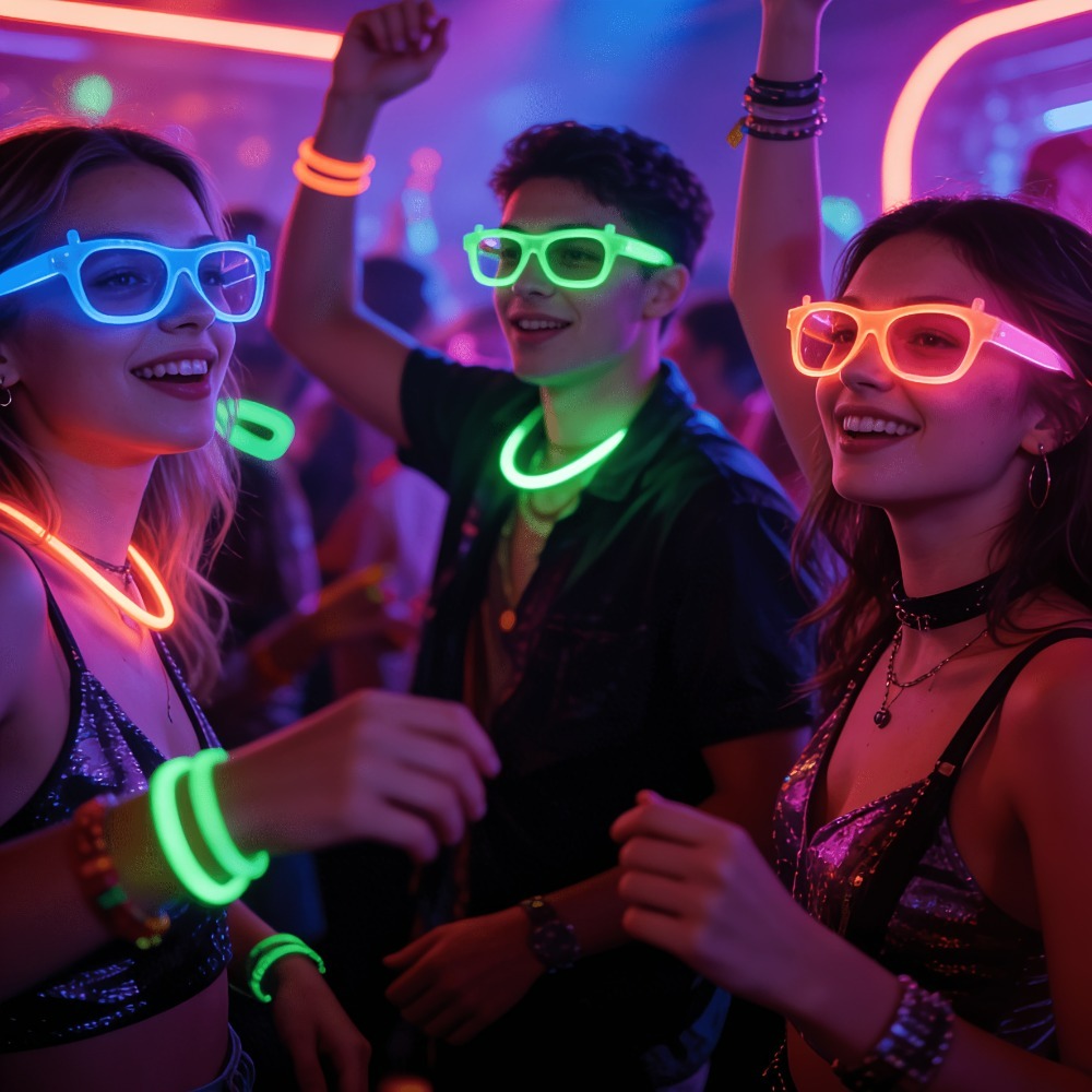 5/12 Buah Kacamata UV Menyala  - Glow In The Dark Party Glasses ulasan dan harga