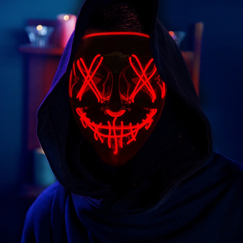 Topeng Halloween Neon LED, Top - Led Purge Mask Halloween ulasan dan harga