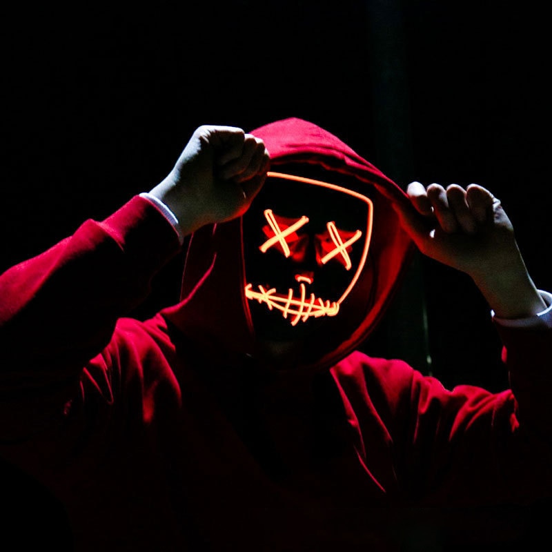 Topeng Halloween Neon LED, Top - Led Purge Mask Halloween ulasan dan harga