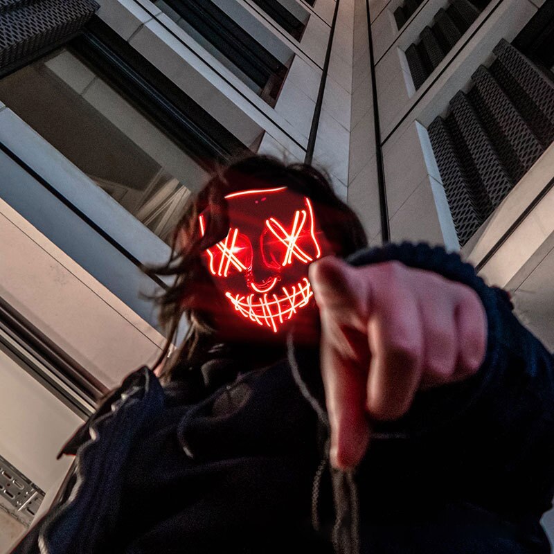 Topeng Halloween Neon LED, Top - Led Purge Mask Halloween ulasan dan harga